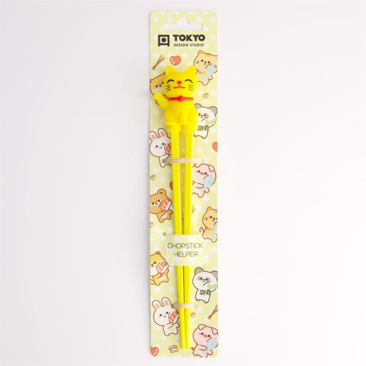Baguettes pour enfant Lucky Cat Yellow • Tokyo Design Studio