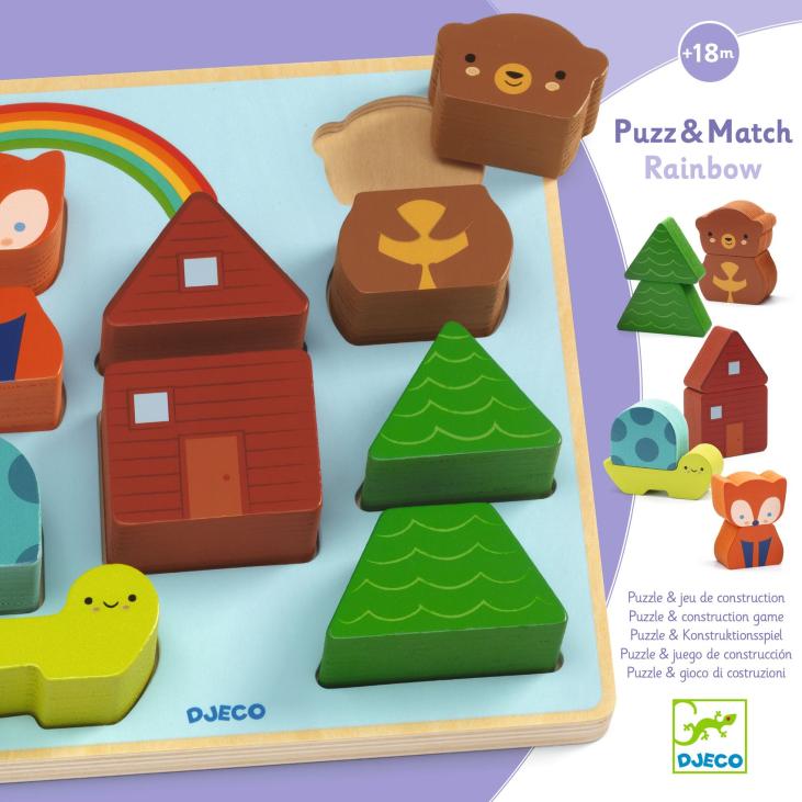 Puzzle en bois Puzz & Match Rainbow • Djeco