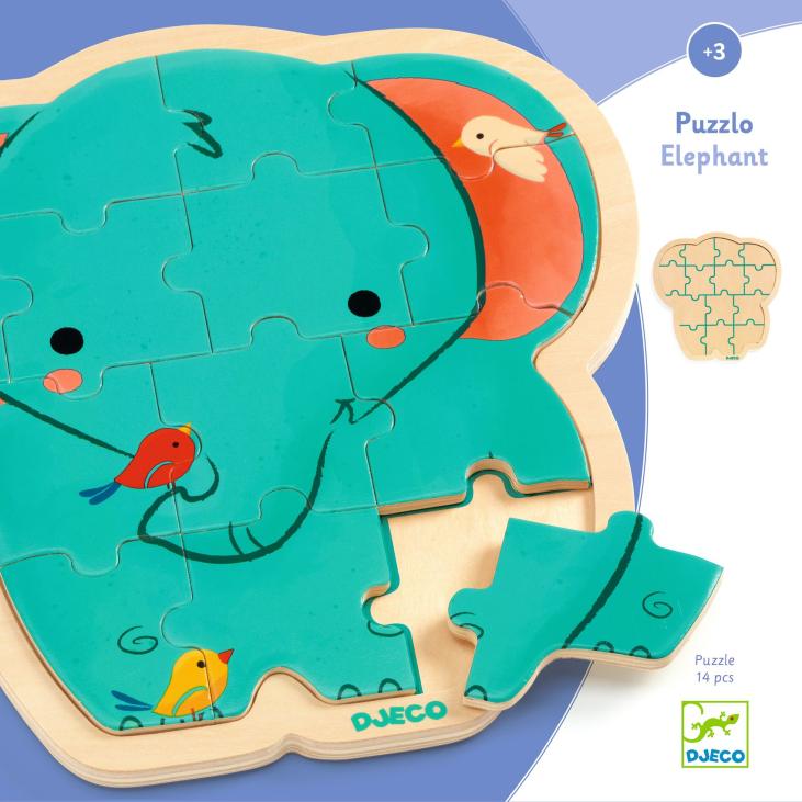 Puzzle en bois Puzzlo Elephant 14 pcs • Djeco