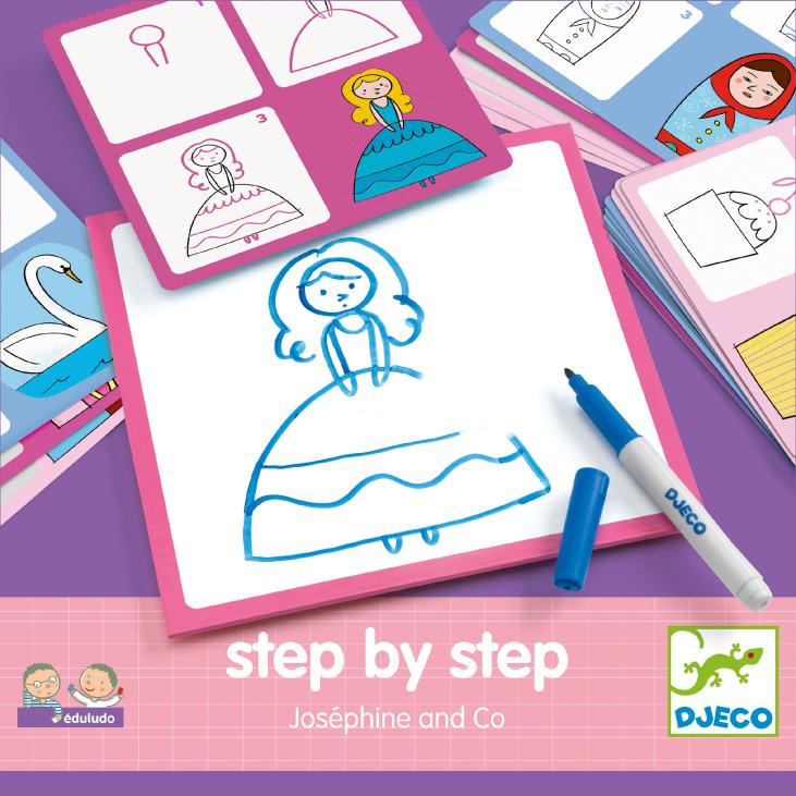 Apprendre à dessiner Step by step Joséphine and Co • Djeco
