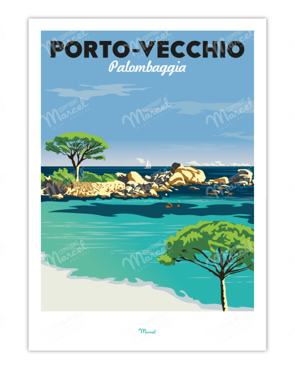 Affiche Porto-Vecchio Palombaggia • Marcel travel posters