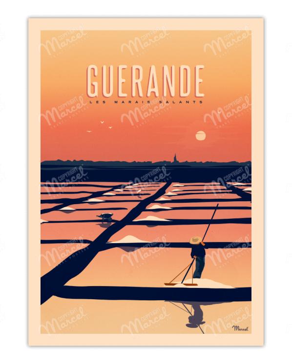 Affiche Guérande  Les marais salants  • Marcel travel posters