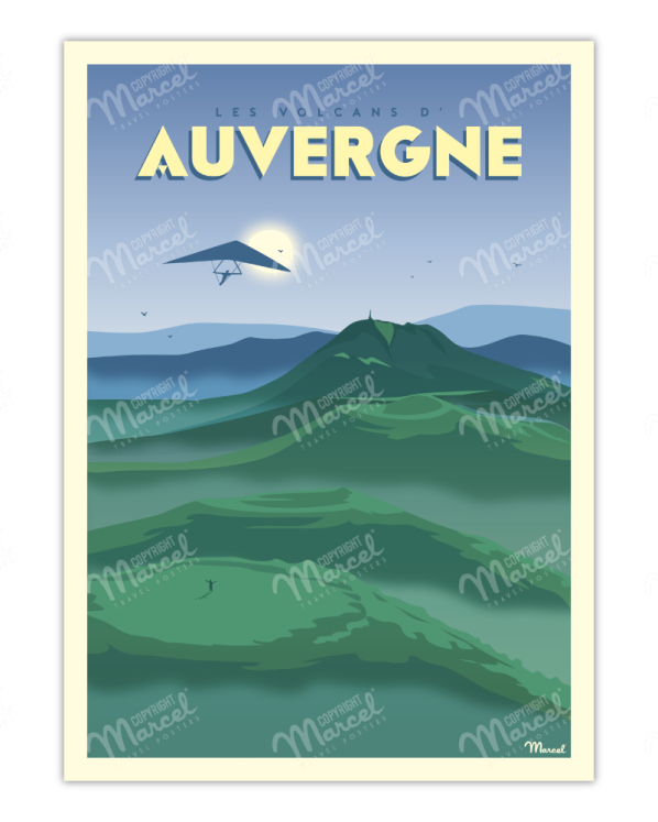 Affiche Auvergne  Les Volcans  • Marcel travel posters