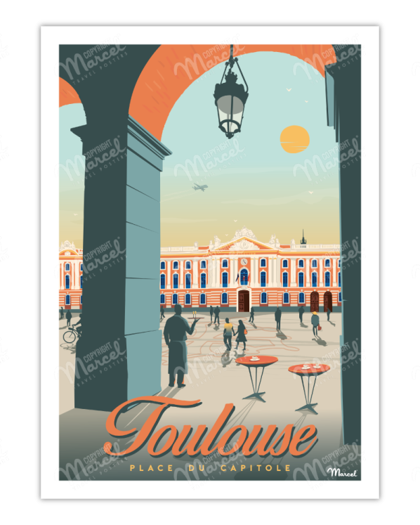 Affiche Toulouse  Place du Capitole  • Marcel travel posters