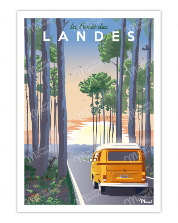 Affiche forêt des Landes • Marcel travel posters