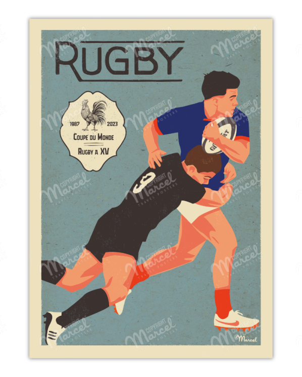 Affiche rugby  2023  • Marcel travel posters
