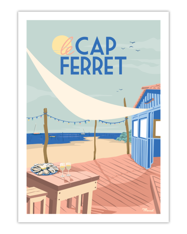 Affiche CAP FERRET Cabane à Huîtres