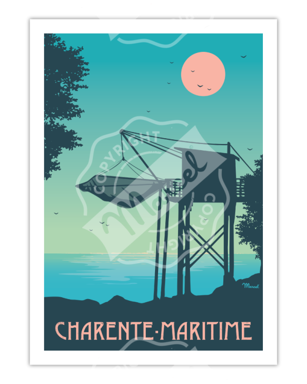 Affiche CHARENTE-MARITIME Le Carrelet • Marcel Travel Posters