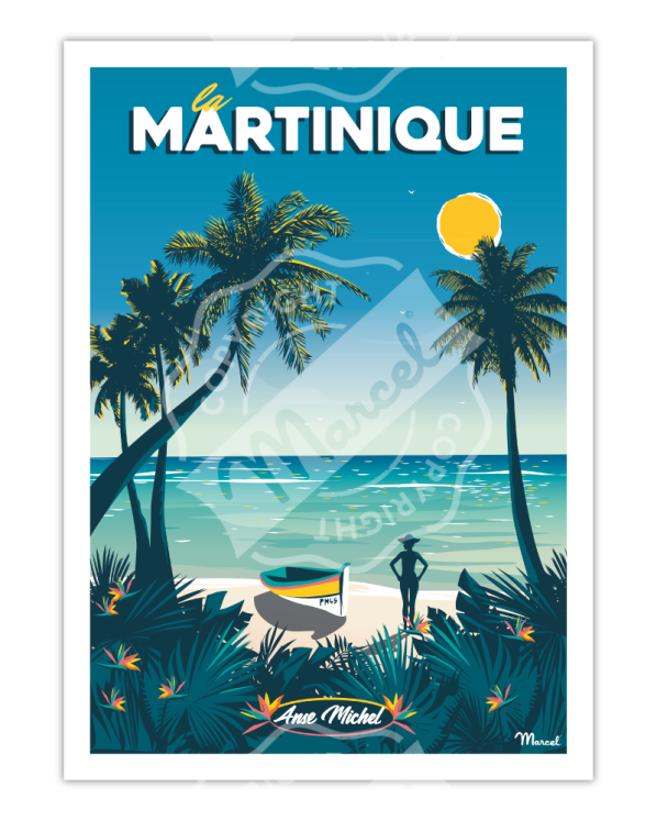 Affiche MARTINIQUE Anse Michel • Marcel travel posters