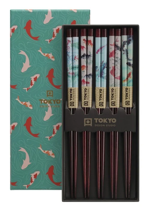 Set de 5 paires de baguettes poisson Carpe Koi • Tokyo Design Studio