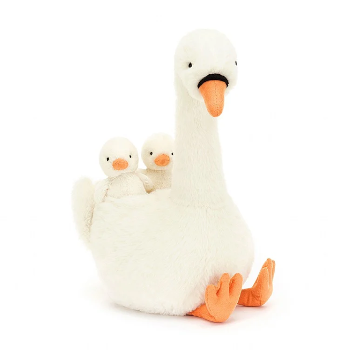 Peluche maman cygne et ses bébés Featherful Swan • Jellycat