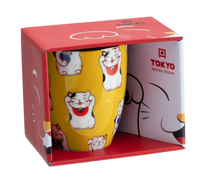Mug Kawaii Lucky Cat Jaune 380ml • Tokyo Design Studio